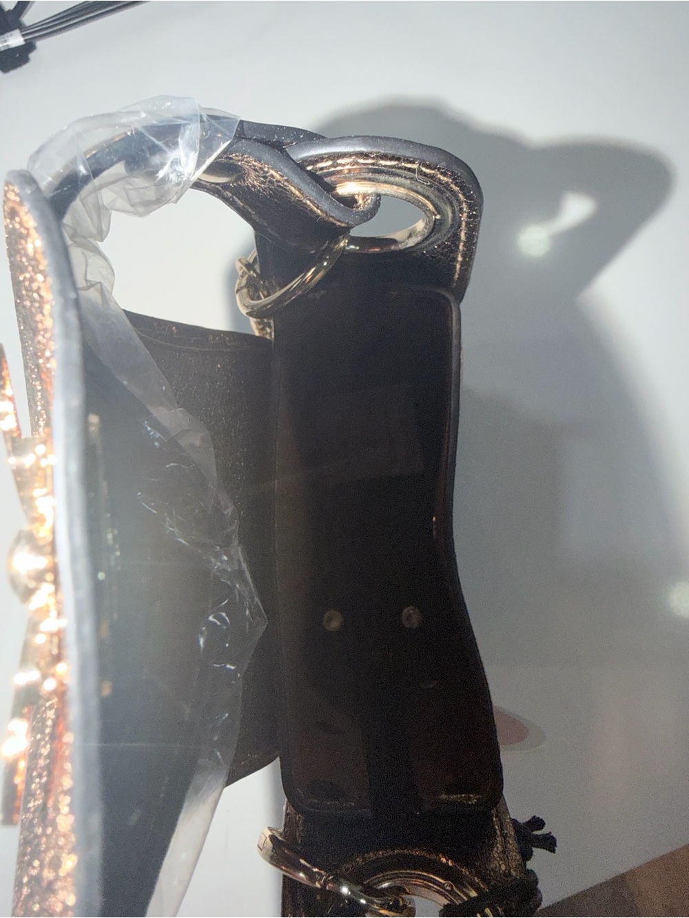 Milan Chiva Crossbody Bee Cell Phone Purse, metallic bronze faux leather finish - Picture 7 of 10